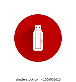 USB flash drive icon isolated with long shadow. Vector Illustration