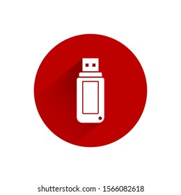 USB flash drive icon isolated with long shadow. Vector Illustration