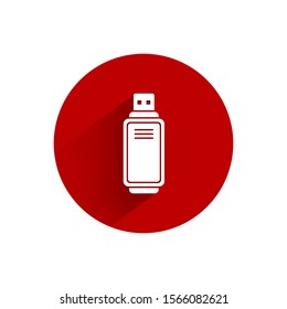 USB flash drive icon isolated with long shadow. Vector Illustration