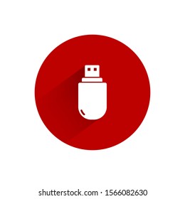 USB flash drive icon isolated with long shadow. Vector Illustration