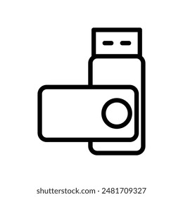 línea del icono de la unidad flash usb