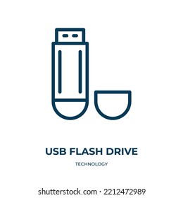 Icono de unidad flash Usb. Ilustración vectorial lineal de la colección de tecnología. Esquema del vector de icono de unidad flash usb. Símbolo de línea delgada para uso en aplicaciones web y móviles, logotipo, medios impresos.