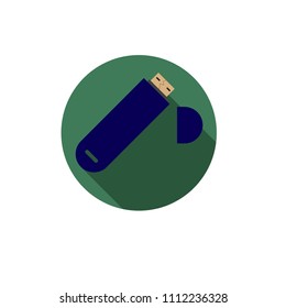 usb flash drive icon with long shadow. flat style vector illustration

