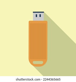 USB flash drive icon with long shadow. flat style vector illustration
