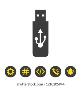 USB flash drive icon on white background. Vector illustration