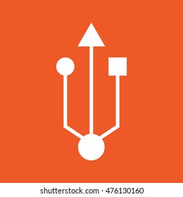 USB flash drive icon. Orange background