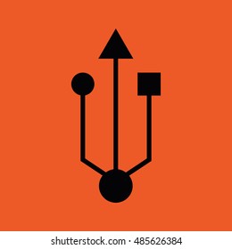 USB flash drive icon. Orange background