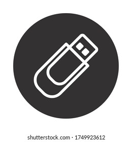 usb flash drive icon over white background, block style, vector illustration