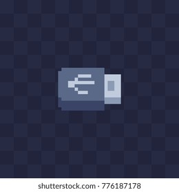 USB flash drive icon. Pixel art flat style. Web site design. 8-bit. Video game sprite. Isolated abstract vector illustration. 