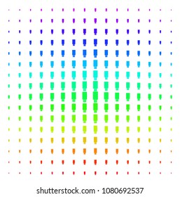 USB Flash Drive icon rainbow colored halftone pattern. Vector usb flash drive shapes organized into halftone grid with vertical spectrum gradient. Designed for backgrounds,