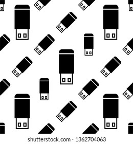 Usb Flash Drive Icon Seamless Pattern Vector Art Illustration
