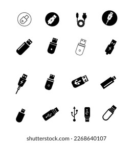 USB flash drive icon set illustration on white background..eps