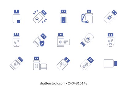 Juego de iconos de unidad flash USB. Color de duotona. Ilustración vectorial. Con usb, unidad flash, unidad usb, unidad de lápiz.