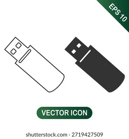 Conjunto de iconos de unidad flash USB para almacenamiento de datos