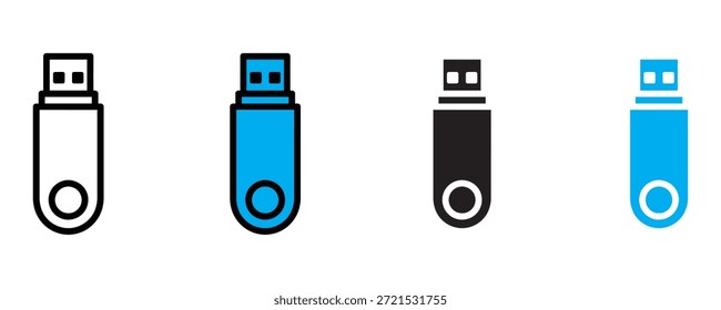 USB flash drive icon set vector on white background. technology, storage, data, devices, computer symbol. vector illustration.