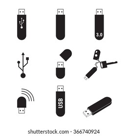 USB flash drive icon set