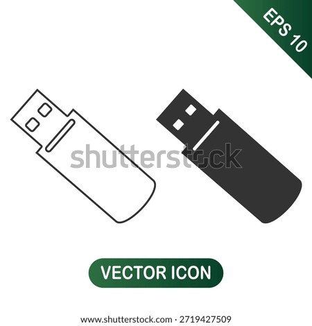 USB Flash Drive Icon Set for Data Storage