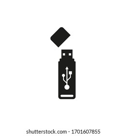 Icono de unidad flash USB. Llave USB. Ilustración vectorial. Diseño plano.	