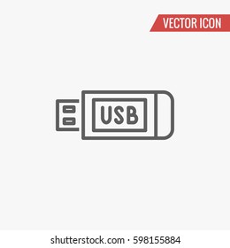 USB flash drive icon in thin line style isolated on white background. Thumb drive symbol for web site design, ui, app or logo. Vector flash memory stick outline illustration eps10. Editable stroke.