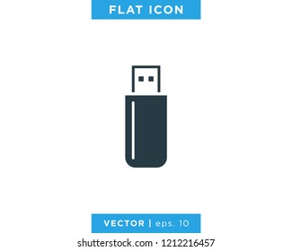 USB Flash Drive Icon Vector Logo Design Template.