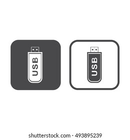 USB flash drive icon vector illustration. Gray and white