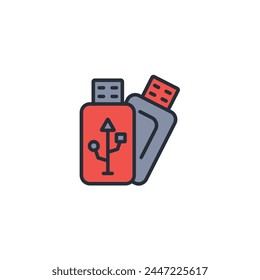 Icono de la unidad flash USB. Vector.Trazo editable.signo de estilo lineal para el uso Diseño web,logo.Ilustración de símbolo.