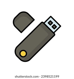 icono de unidad flash usb con ilustración de material vectorial de fondo blanco
