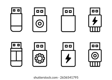 USB Flash Drive Icons black and white