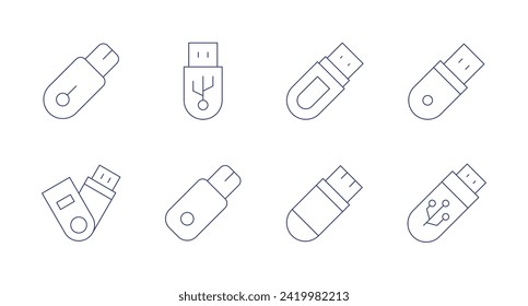 Usb flash drive icons. Editable stroke. Containing usb, flashdisk, flashdrive, usbflashdrive.