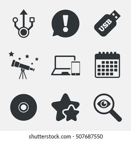 Usb flash drive icons. Notebook or Laptop pc.