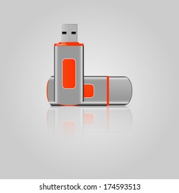 USB flash drive icons with reflection