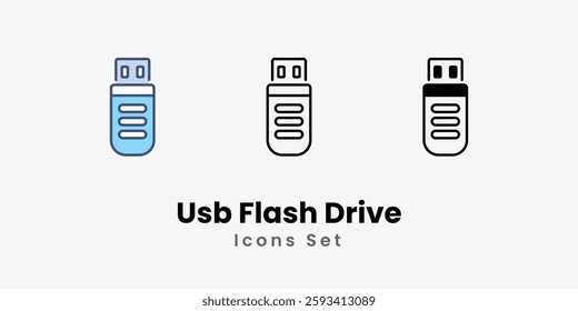 Usb Flash Drive icons vector set stock illustration.