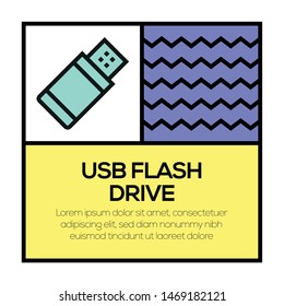 USB FLASH DRIVE AND ILLUSTRATION ICON CONCEPT