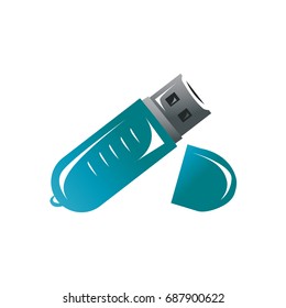 USB flash drive illustration,  icon design, isolated on white background. 