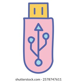 usb flash drive isolated icon vector illustration designiconic hand drawn style