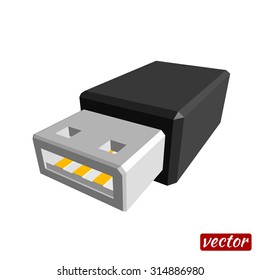 USB flash drive isolated on white background. Vector illustration.