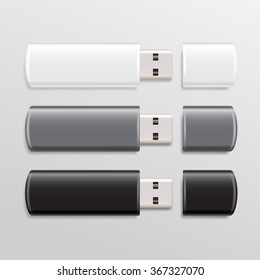 USB Flash Drive Isolated On Background : Vector Illustration