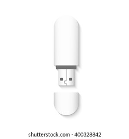 Vector de Flash Drive. Plantilla de Flash Drive. Manténgase aislado sobre un fondo blanco. Unidad flash USB. Manejen.  Pluma Flash.  Usb stick.  Salta a la unidad.  Memory Stick.  Usb. Manejo blanco 