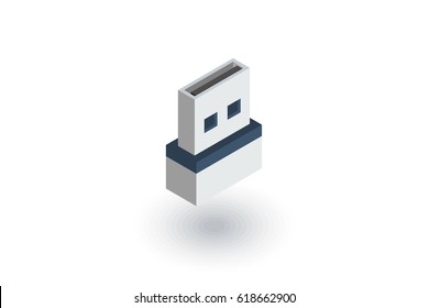 USB flash drive isometric flat icon. 3d vector colorful illustration. Pictogram isolated on white background