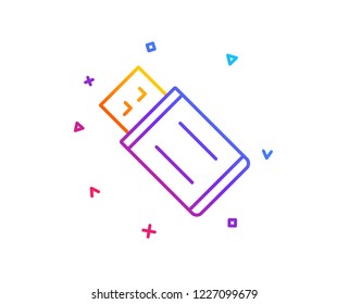 USB flash drive line icon. Memory stick sign. Portable data storage symbol. Gradient line button. USB flash icon design. Colorful geometric shapes. Vector