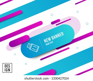 USB flash drive line icon. Memory stick sign. Portable data storage symbol. Diagonal abstract banner. Linear uSB flash icon. Geometric line shapes. Vector