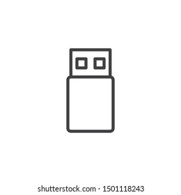 usb flash drive line icon. USB data transfer linear style sign for mobile concept and web design. Flash disk outline vector icon. Symbol, logo illustration. Vector graphics