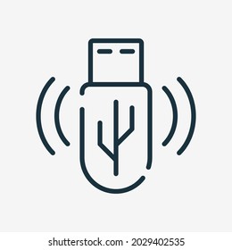 Icono de la línea de la unidad flash USB. Tarjeta de memoria para el icono lineal de datos. Stroke editable. Ilustración de vectores aislados.