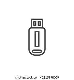 USB flash drive line icon. linear style sign for mobile concept and web design. USB stick outline vector icon. Symbol, logo illustration. Vector graphics
