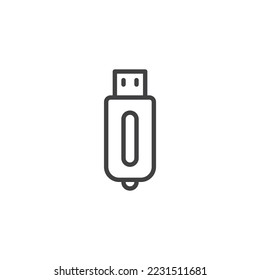 USB flash drive line icon. linear style sign for mobile concept and web design. USB stick outline vector icon. Symbol, logo illustration. Vector graphics