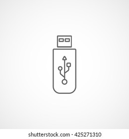 USB Flash Drive Line Icon On White Background