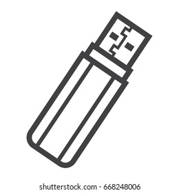 USB flash drive line icon, device and hardware, vector graphics, a linear pattern on a white background, eps 10.
