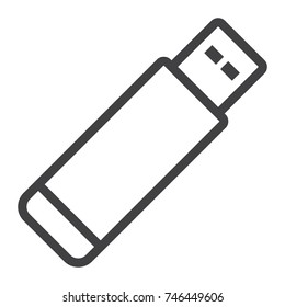 Usb flash drive line icon, web and mobile, memory sign vector graphics, a linear pattern on a white background, eps 10.