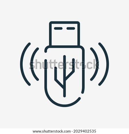 USB Flash Drive Line Icon. Memory Card for Data Linear Icon. Editable Stroke. Isolated Vector Illustration.