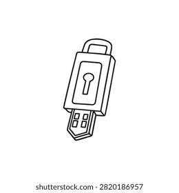 USB Flash Drive with Lock Symbol for Security Illustration